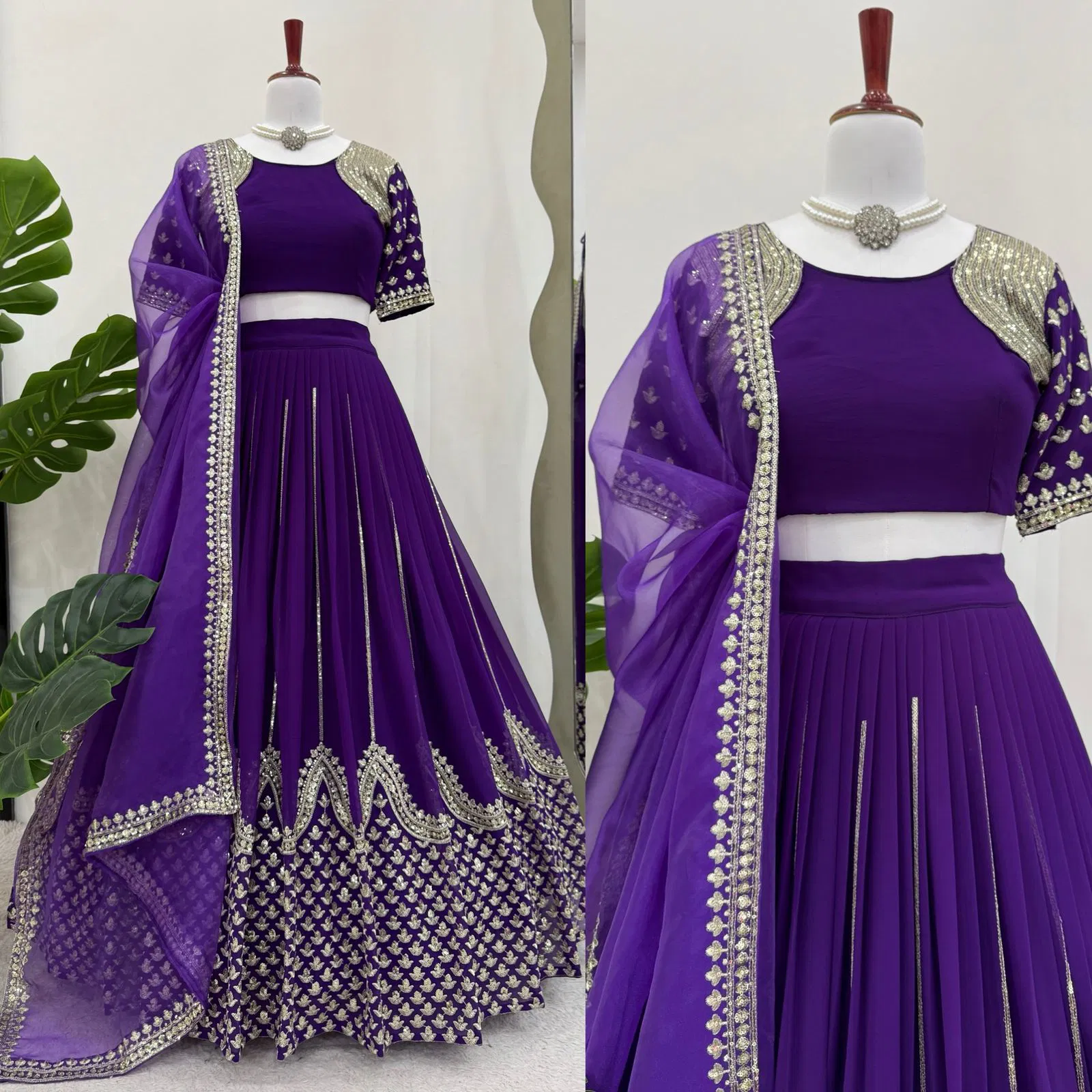 QRC 345 Foux Gorgette Sequnce Surat Designer Lehenga Choli Wholesale Market